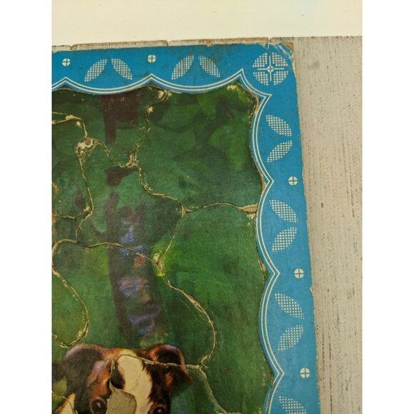 Vintage Jigsaw Puzzle Tray 11 1/2"x10" Girl Puppies S.P. Co 7343 - Picture 5 of 9